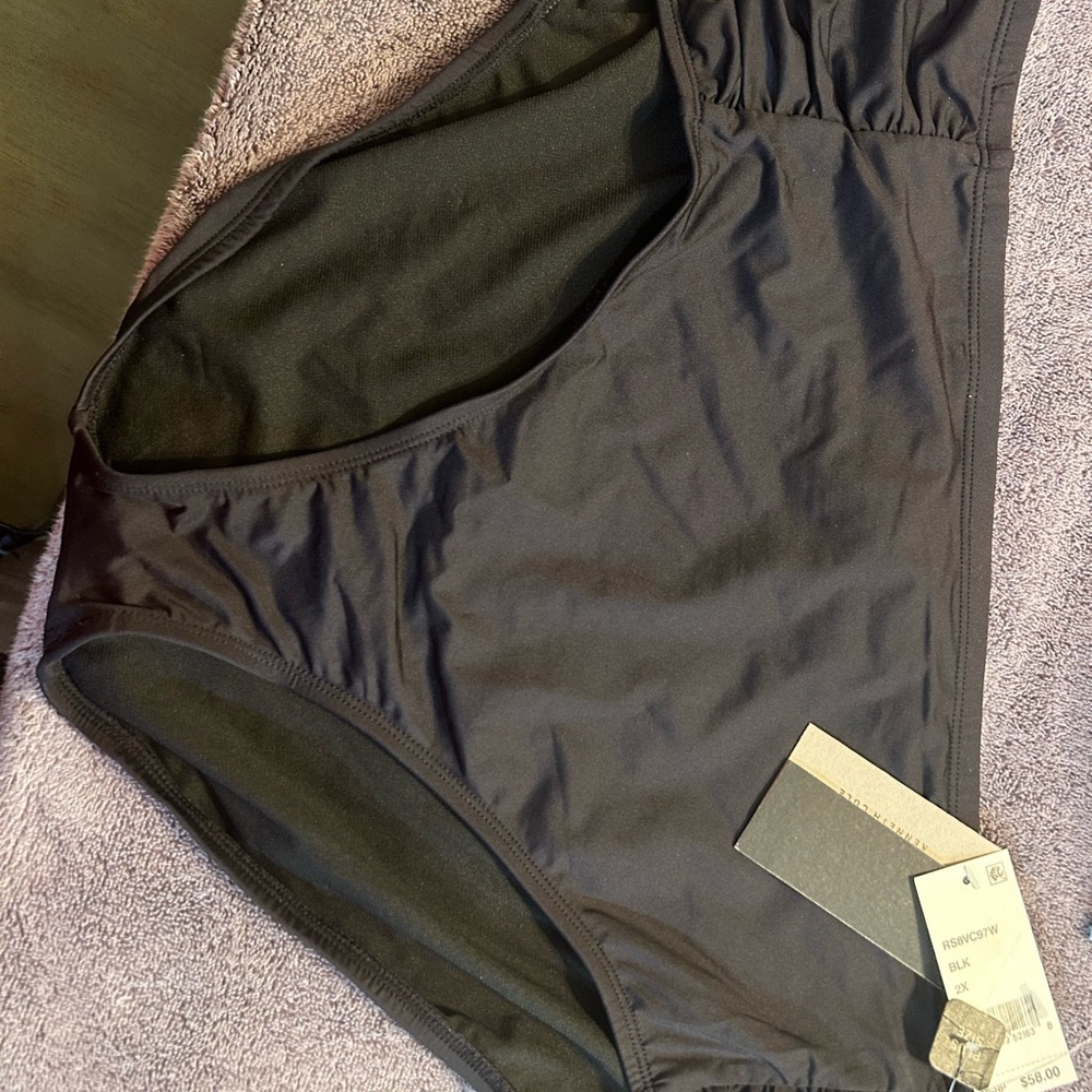 Kenneth Cole Black Tummy-Control Bikini Bottom